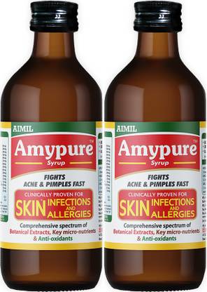 AIMIL Amypure Ayurvedic Blood Purifier Syrup For Pimple Free, Fair & Glowing Skin (Pack of 2)