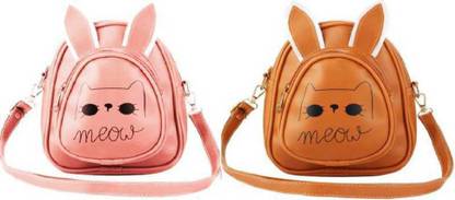LONDON FASHION PEACH+BLACK MEAOW BACKPACK COMBO Backpack