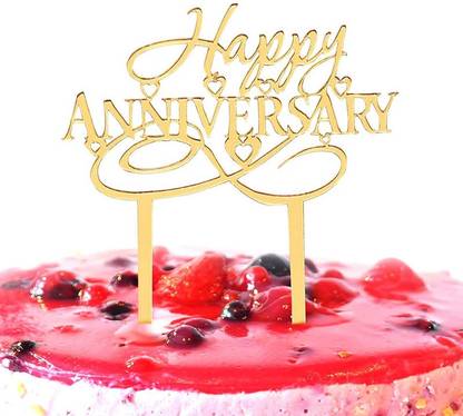 BRIGHT WOOD CRAFT Happy Anniversary Cack Topper|Design 2 Cake Topper