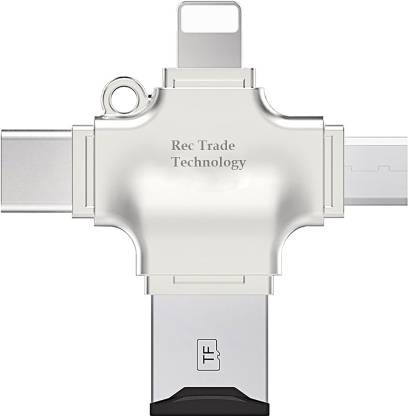 REC Trade 4 in 1 Card Reader, Micro SD Card Reader, USB C/Micro USB/ USB OTG Card Reader Compatible with Mobile Phones, Tablets, laptops, Computers etc. Card Reader