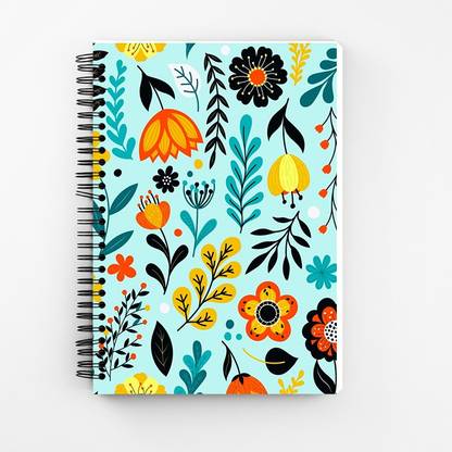 Art Bundle Floral Pattern A5 Size Wiro Bound Spiral Notebook Diary ( 90 GSM Natural Shade Paper ) A5 Notebook no 160 Pages
