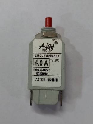 PMW Circuit Breaker - 4.0 Amps - 240 V - Circuit Breaker Over Load Protector with Push to Reset Switch - 1 Unit Circuit Breaker - 4.0 Amps - 240 V - Circuit Breaker Over Load Protector with Push to Reset Switch - 1 Unit Power Plug