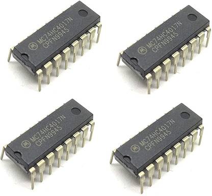 INVENTO 4Pcs 74HC4017N 744017 IC Logic IC Decade Counter, HC Family, 83 MHz, 2 V to 6 V, DIP-16 Automotive Electronic Hobby Kit