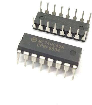 INVENTO 2Pcs 74HC42N 7442 IC, BCD to Decimal Decoder, HC Family, 10 Output, 5.2 mA, 2 V to 6 V, DIP-16 Automotive Electronic Hobby Kit
