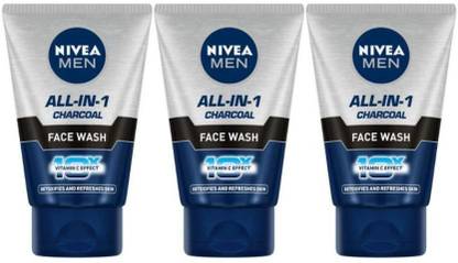 NIVEA ALL IN 1 CHARCOAL FACE WASH 50G COMBO OF 3PCS Face Wash