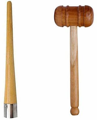 labh traders lb - Wooden Mallet Hammer for Knocking Cricket Bat & Cricket Bat Grip Cone Wood Bat Mallet
