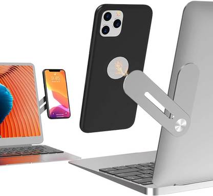 IMAGINEA Laptop Phone Holder, Adjustable Laptop Side Mount Clip, Laptop Stand Computer Monitor Expansion Bracket, Slim Portable Foldable Smartphone Stand Improve Office Efficiency Mobile Holder