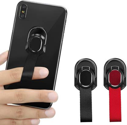 Cubern Phone Loop Ring Holder,Phone Strap Finger Holder, Phone Holder Finger Ring Stand Compatible for Magnetic Car Mount,Phone Grips Kickstand for All Phones and Tablets (Set of 2, Black and RED) Mobile Holder