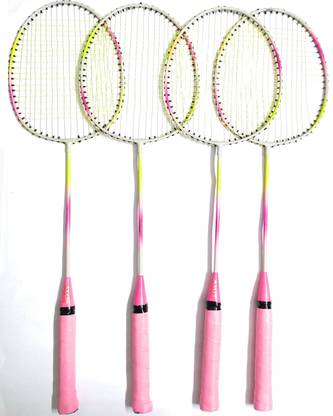 AST Practice Badminton Racket set of 4 Badminton Rackets Pink Strung Badminton Racquet