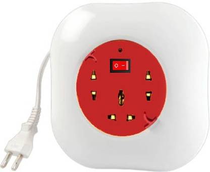 FLANKER Round Extension Board, 7 mtr long wire 3 Way and 1 switch with indicator LED 3  Socket Extension Boards
