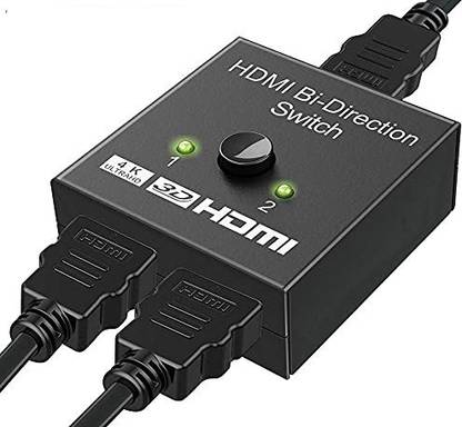 GIPTIP  TV-out Cable HDMI Switch 3D - 2 Port Bi-Directional Manual Button HDMI Switch 2 in 1 Out or 1 in 2 Out Splitter Supports 1080p 2k 4k Full hd Support -HDMI Switch