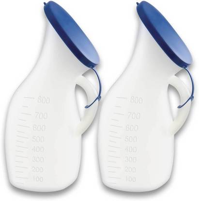 Carent Portable & Safe Medical Grade Plastic Female Urine Port Pee Collector Bottle For Women Bed Patient Urinal Pot Collector With Cap 1000ml (Pack Of 2) Urine Pot
