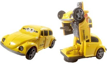 Timsa Toys Classic Vintage Car 2 in 1 converting to Robot Battery Operated Converting Car to Robot Automatically,Robot Toy, with Light and Sound for Kids
