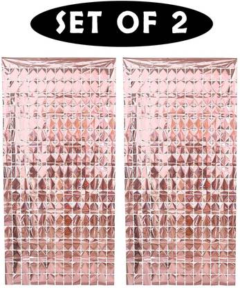 houseparty Pink Shimmer Wall Backdrop|Square Shape Foil Curtain|Shimmer Wall Backdrop Birthday
