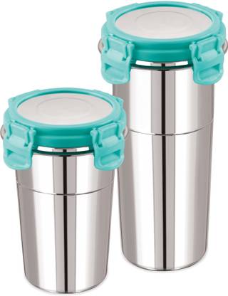 PPI क्लिक और सील लॉक स्टेनलेस स्टील टम्बलर कंटेनर - 2 का पैक (400ML और 600ML) 1000 ml बॉटल