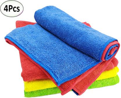 BORIS Microfiber Car Cleaning || Cloth-Water Magnet Drying Towel-Set||Perfect for sensitive cleaning ||detailing jobs all over the vehicle Vehicle Interior Cleaner[pack of 4][250GSM][MULTICOLORED] Microfiber cloth Vehicle Interior Cleaner