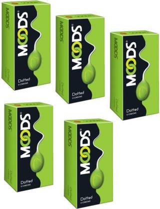 MOODS Green Dotted Condom ( 12 Sheet Each ) Pack of 5 Condom