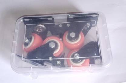 Hardware Castor Wheel Red & Black (4 Pcs) 40mm Braked Furniture Caster
