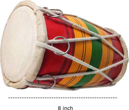 GT manufacturers Multi colour 8'' inch baby Dholak Rope & Rings Dholak