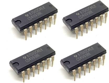 INVENTO 4Pcs CD4093BE 4093 IC Logic IC NAND Gate, Schmitt Trigger, CD4093, 2 Input, 6.8 mA, 3 V to 18 V, DIP-14 Automotive Electronic Hobby Kit