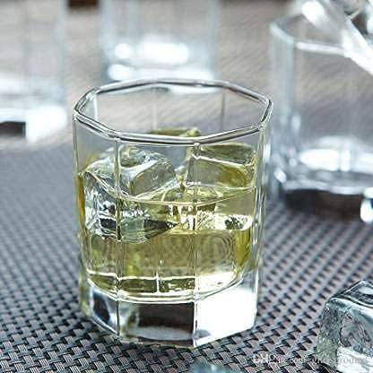 VLSYS (Pack of 6) Hexagon Drinking Glasses, Drinking Glass Set, Crystal Clear, Fancy Glass for Drinking Water, Juice, Cold Drink, Whiskey, Wine (Pack of 6 , 300ml) Glass Set Water/Juice Glass