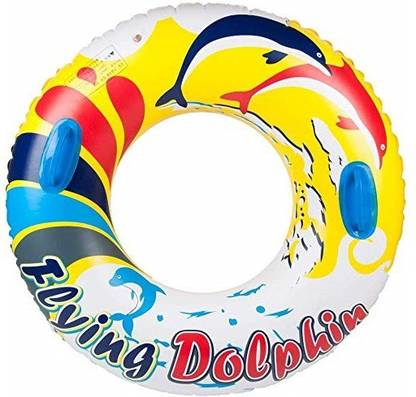 IRIS Swimming Rings for Adults Flying Dolphin Thickened Inflatable Floating Ring with 2 Handles, Outer Diameter - 90 cm Swim Floatation Belt