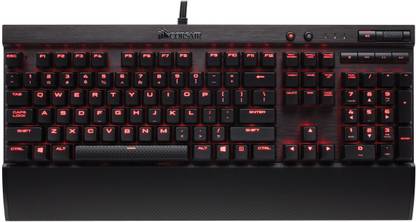 Corsair K70 Mechanical Gaming Keyboard Red LED USB Passthrough Cherry MX Speed Wired USB Standard Desktop Keyboard Compatible with Desktop, Laptop, Mac