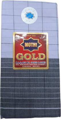 MOTHI GOLD Checkered White, Grey Lungi