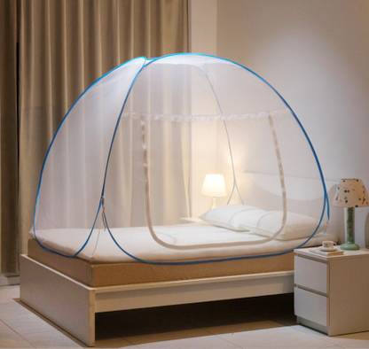 SHIVRANJANI SAREES Polyester Adults Washable Polyester Adults Blue Mosquito Net Polyester Adults Net King Size Double bed Mosquito Net Mosquito Net (Blue, White) Mosquito Net