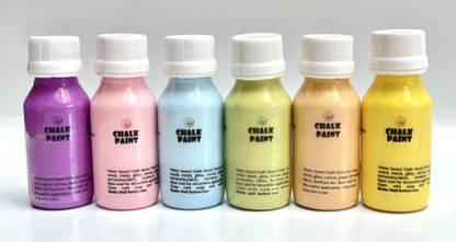 Krinjal Creations chalk acrylic paints with matte finish for MDF, Wood, Home Decor, Canvas, Paper, Terracotta, Fabric, Decoupage, DIY Art & Craft, Combo of Pastel Shades | Pack of 6 | 50ml each | PASTEL |