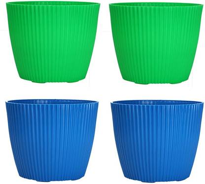 virkart Mega Pots Set, 12 Inch,(Green + Blue) Plant Container Set