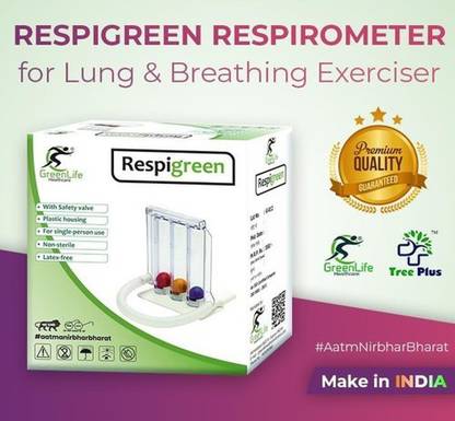 Respigreen Respirometer 3 Ball Lung Exerciser Respiratory Exerciser | Spirometer for Breathing Exercise Equipment at Home - NEW MODEL G-021 3 Ball Lung Exerciser Respiratory Exerciser (Pack of 1) Spirometer Respiratory Exerciser