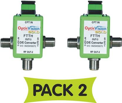 optik vision gold FTTH Powerless Node Optical Receiver Fiber 3 Out { Pack of 2 } Coaxial Wire Connector