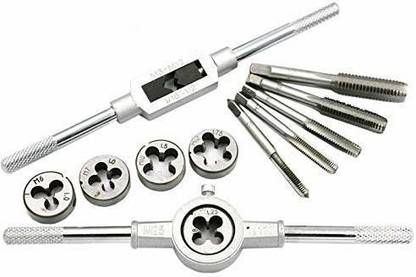 A&S TOOLSHOP 12pcs Tap and Die Cutter Alloy Steel Wrench Threaded Cutting Nut Bolt Screw Thread Metric with Twisted Single Sided Speciality