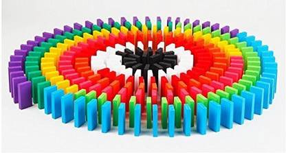 Psb 100 Pieces Dominoes Blocks Set Wooden Toy Building and Stacking Counting Adding Subtracting Multiplication Indoor Game Toy Educational Toy for Kids 3+Years (12 Colours).