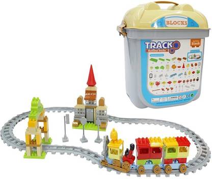 HALO NATION Mini Building Blocks City Railway Station Block Train Block Set With Storage Box - 123 Pieces Small Construction Puzzle Blocks for Kids - Train Track Train Set Mini Plastic Educational Building Construction Block DIY Enlighten Brick Toy for Kids Boys Girls