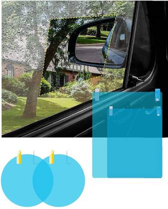 HSR PACK OF 4 Universal Car Accessories Waterproof Anti Fog Film Rainproof Anti-Water Film Rear-View Mirror Film Car Mirror Rain Blocker