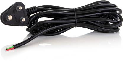 HI-PLASST 3 Pins 3 CORE (4Y) Electrical Extension Wire Power AC Cord for Small Electric Appliances PVC Fan, table fan , iron Radio, Emergency Light, DC Motors, mobile charger extension, printer, computer, decorative light (BLACK) 6 A Three Pin Socket