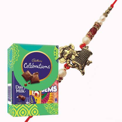 Ascension 1 Dholak Ganesha Meena Rakhi & 1 Small Cadbury Celebration Combo