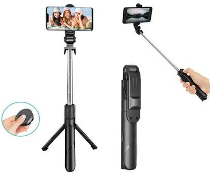 MOOLYP Selfie Stick Tripod with Built-in Wireless Remote |Rotation Head and 360°rotatable Phone Holder for Vlogging, Video Shooting, YouTube etc Compatible with All Mobile Phones Extendable Bluetooth Selfie Stick Cum Tripod with Detachable Bluetooth Wireless Remote Tripod, Monopod, Tripod Bracket, Tripod Ball Head, Tripod Kit