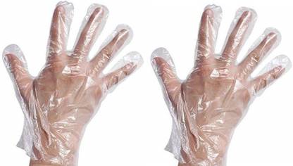 AKADO Reusable Disposable transparent plastic clear hand gloves for food serving, cooking (100 Pcs) Clear Hair Straightener Glove