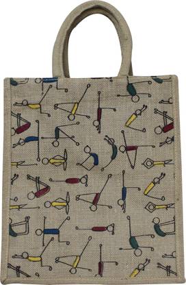 ESVAR JUTE SHOPPING BAG / LUNCH BAG / HAND BAG FOR MULTIPORPOSE - ECO-FRIENDLY, REUSABLE (H*W*D: 35*31*11 CM) YOGA BAG Lunch Bag