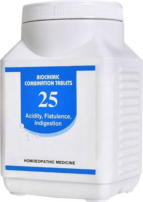 Bakson's Homoeopathy Biochemic Combination Tablets # 25 (Acidity, Flatulence, Indigestion) Tablets