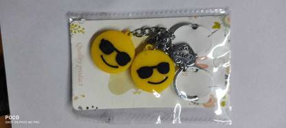 RUPALTTOYSBABA High Quality Soft Rubber Cool Emoji Keychain Multi Color Set of 2 Key Chain