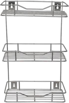 IRONTECH Utensil Kitchen Rack Steel Stainless Steel Multipurpose 3 Tier Kitchen Rack/Storage Shelf