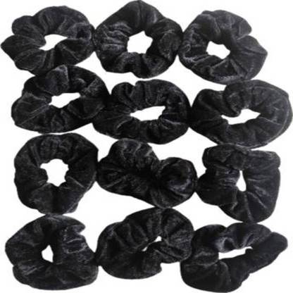 Sharum Crafts Velvet Black Elastics Hair Ties Scrunchy Bands of First Quality for Women and Girls Hair Band (Black) Makeup Headband