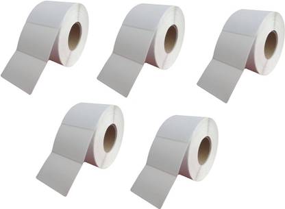 Sevensoft Developers 100X100MM Barcode Label Set of 5 Self-adhesive 1 UP Chromo 4" Diameter Roll (Use Black Ribbon to Print Stickers) Paper Label