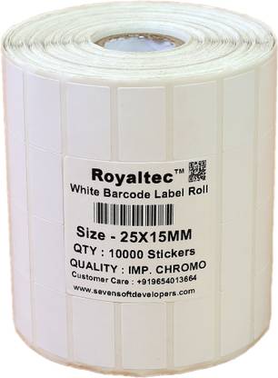 Royaltec 25X25MM Barcode Label (1X1 INCH) Self-adhesive Paper Label
