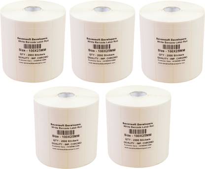 Sevensoft Developers 100X25MM Barcode Label Set of 5 Self-adhesive Paper Label