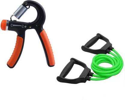 EMMKITZ Combo Resistance Tube (green) Resistance Tube with hand gripper Home Gym Kit Resistance Tube